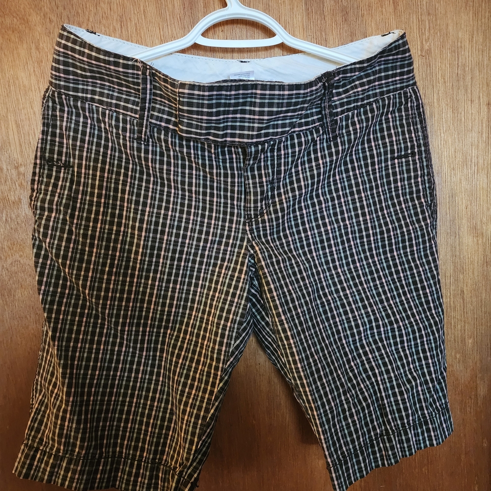 Old Navy Black and White Gingham Bermuda Shorts